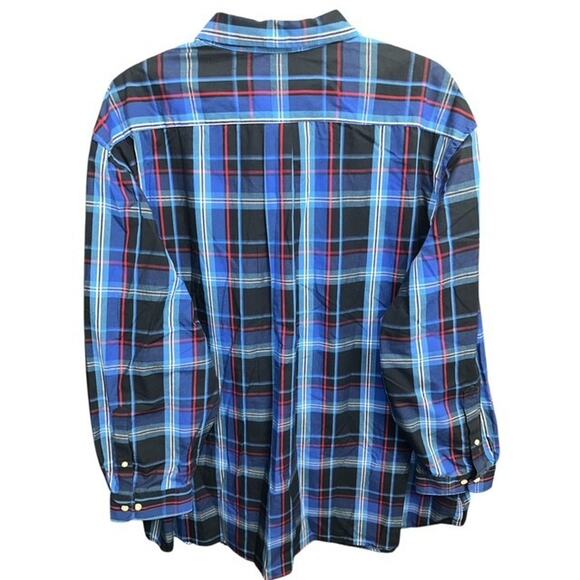 US Polo Assn. 4XL Shirt Navy Blue Plaid Button Down Pocket Logo Long Sleeves Big - Picture 4 of 4